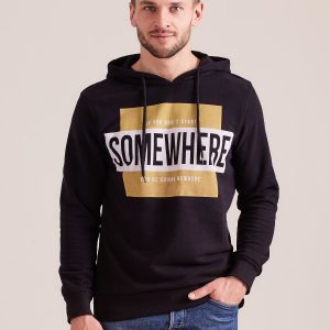 Wholesale Black men's sweatshirt with inscription