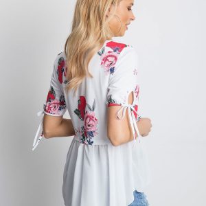 Wholesale White floral blouse with chiffon