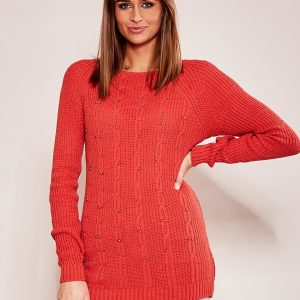 Wholesale Dark orange sweater with applique