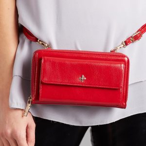 Wholesale Red wallet-kidney with pinning strap