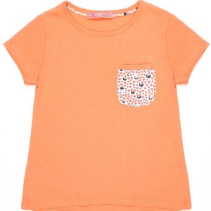 Wholesale Orange t-shirt for girl with pocket