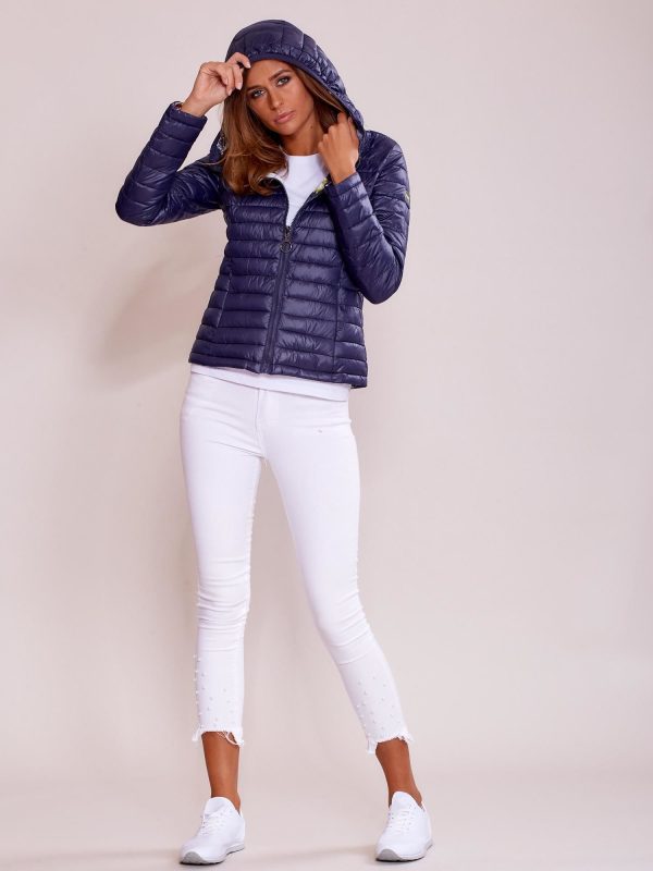 Wholesale Navy Blue Reversible Hooded Transition Jacket