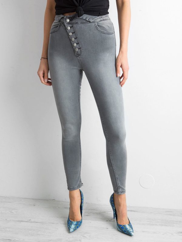 Wholesale Grey high waist skinny jeans
