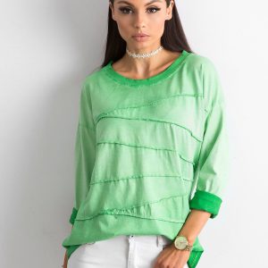 Wholesale Green blouse with asymmetrical stitching