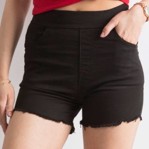 Wholesale Black tattered shorts with higher waist