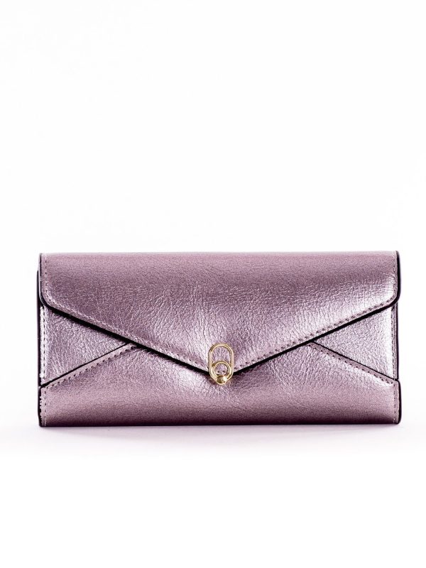 Wholesale Silver oblong wallet with decorative snap closure