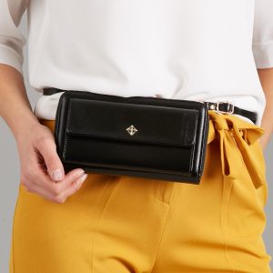 Wholesale Black wallet with detachable strap