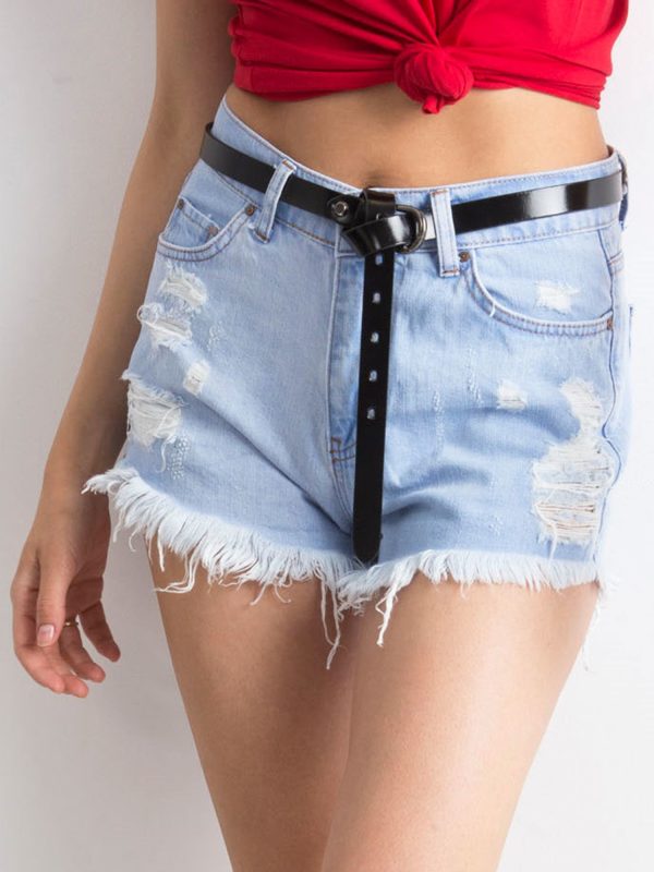 Wholesale Light blue denim shorts with rips