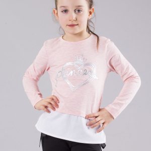 Wholesale Light pink girl blouse with inscription and applique