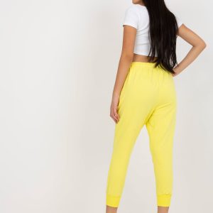 Wholesale Light yellow basic sweatpants with elastic waistband