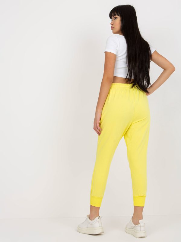 Wholesale Light yellow basic sweatpants with elastic waistband