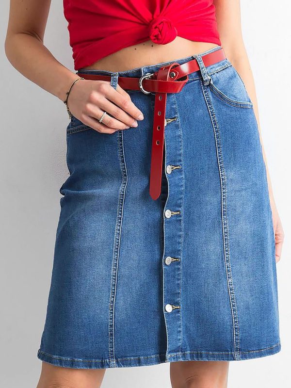 Wholesale Blue trapezoidal denim skirt