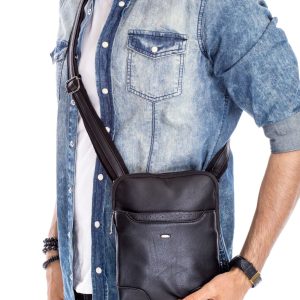 Wholesale Black Men's Bag with Outer Pocket