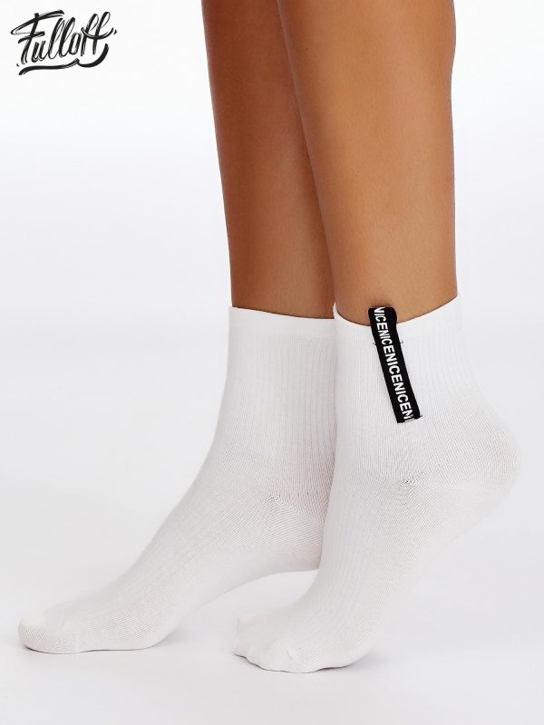 Wholesale FULLOFF White socks with decorative ribbon