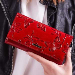 Wholesale Red wallet with butterfly motif