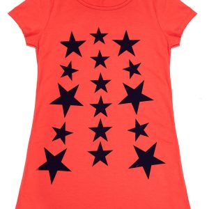 Wholesale Coral dress for girl with stars