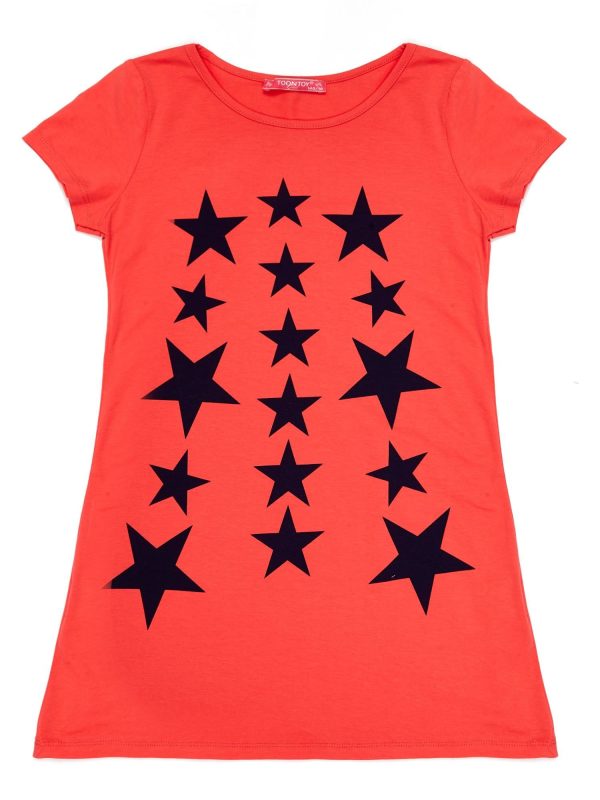 Wholesale Coral dress for girl with stars