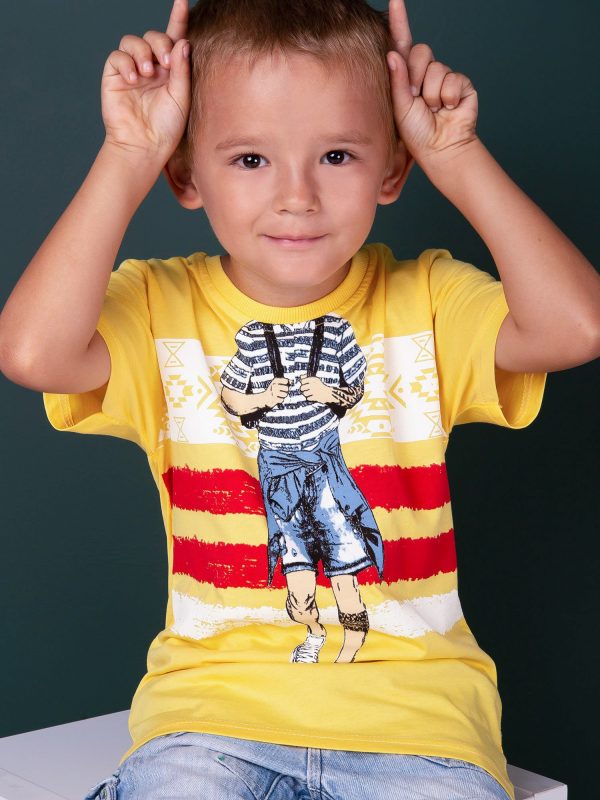 Wholesale Yellow t-shirt for boy with print