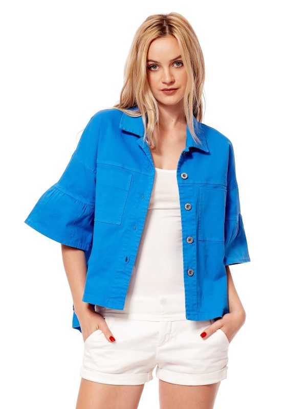 Wholesale Blue blazer with wide sleeves