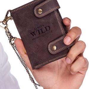 Wholesale Dark Brown Leather Men's Wallet With Chain