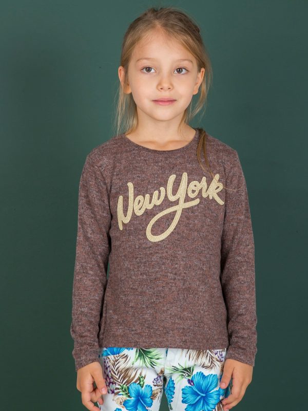 Wholesale Brown blouse for girl with inscription