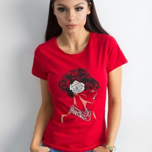 Wholesale Red cotton t-shirt with print