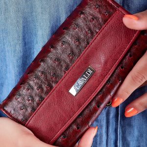 Wholesale Burgundy eco leather wallet with decorative texture