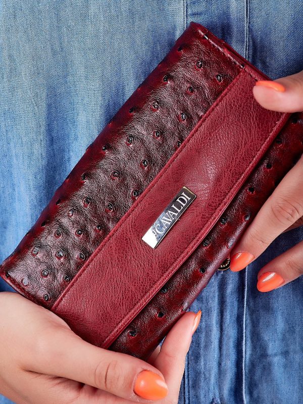 Wholesale Burgundy eco leather wallet with decorative texture