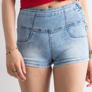 Wholesale Blue denim shorts high waist