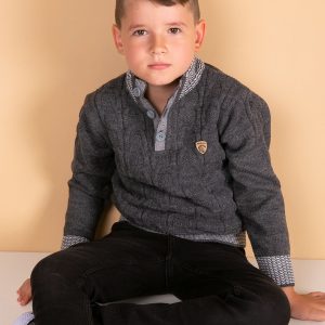 Wholesale Dark Grey Knitted Sweater for Boy