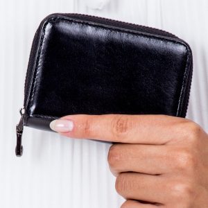 Wholesale Leather wallet black with zipper