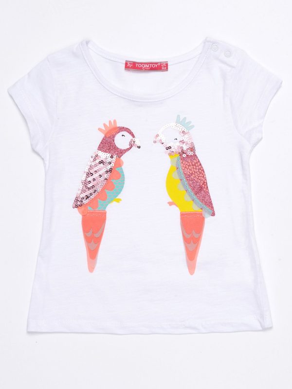 Wholesale White baby t-shirt with parrots