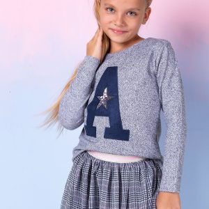 Wholesale Navy blue sweatshirt for girl with letter