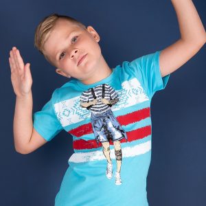 Wholesale Blue t-shirt for boy with print