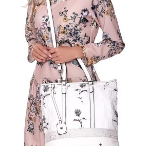 Wholesale White flower bag with crocodile skin insert