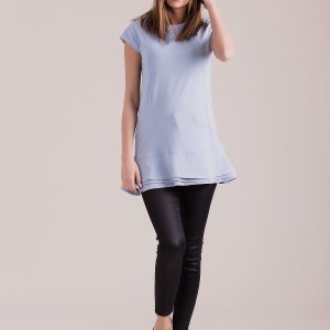 Wholesale Light blue tunic with layered ruffles