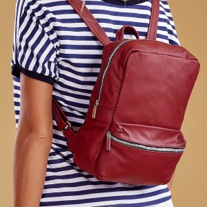 Wholesale Burgundy leather backpack