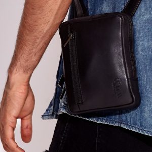 Wholesale Black Genuine Leather Men's Shoulder Bag