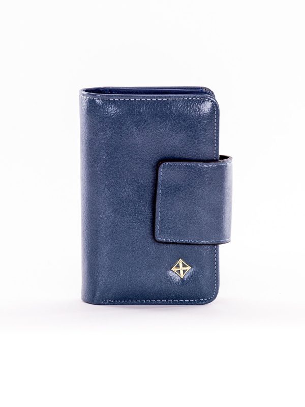 Wholesale Dark Blue Women's Wallet with White and Magnet Clasp