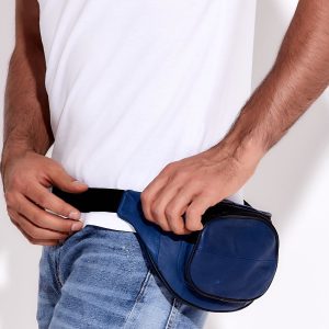 Wholesale Blue leather kidney with oval pocket