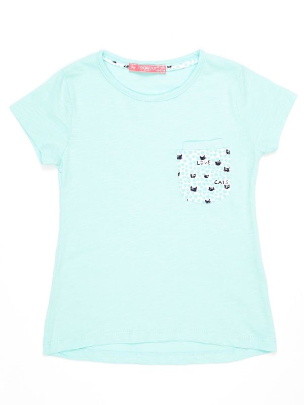 Wholesale Mint t-shirt for girl with pocket