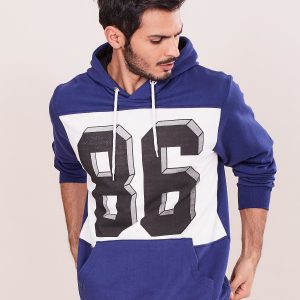 Wholesale Blue Printed Men's Sweatshirt