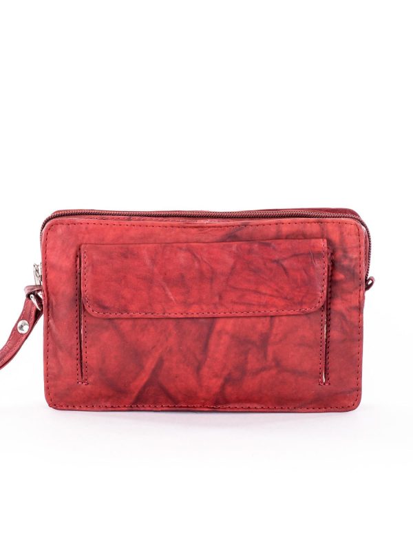 Wholesale Burgundy genuine leather men's sachet