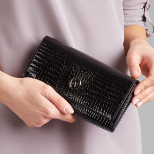 Wholesale Black Patent Crocodile Patent Leather Wallet