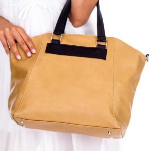 Wholesale Beige soft shopper bag with black handles