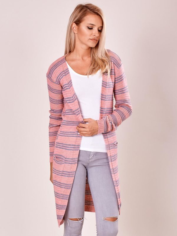 Wholesale Pink open stripe sweater