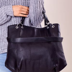 Wholesale Black shopper bag with geometric modules