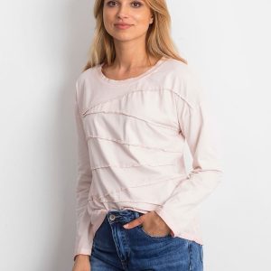 Wholesale Light pink blouse with asymmetrical stitching