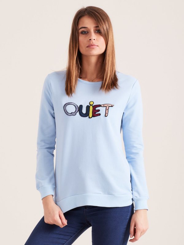 Wholesale Light blue sweatshirt QUIET