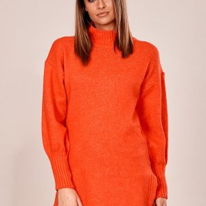 Wholesale Red long sweater with wide welts